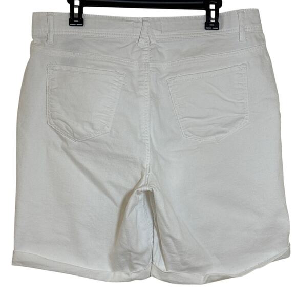 Angels Forever Young Sz 14 360 Sculpt Bermuda White Cuffed Denim Stretch Shorts - Picture 2 of 4